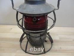 ANTIQUE K&IT KENTUCKY & INDIANA TERMINAL RAILROAD LANTERN With RED GLASS GLOBE