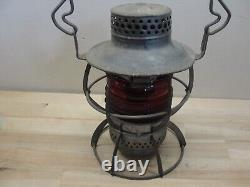 ANTIQUE K&IT KENTUCKY & INDIANA TERMINAL RAILROAD LANTERN With RED GLASS GLOBE