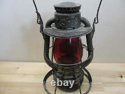 ANTIQUE MCRR MICHIGAN CENTRAL RAILROAD LANTERN With RED GLOBE