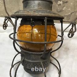 Adams Westlake 250 Antique Yellow Adlake Kero C B & Q Globe Railroad Lantern Vtg