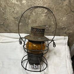 Adams Westlake 250 Antique Yellow Adlake Kero C B & Q Globe Railroad Lantern Vtg