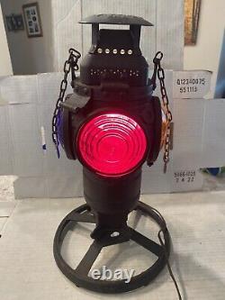 Adlake 4 Way Railroad Lantern Lamp Light Electrified On Base 12 Foot + Cord