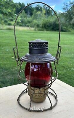 Antique Adams & Westlake Adlake Reliable PRR Railroad Lantern Red Globe Railroad