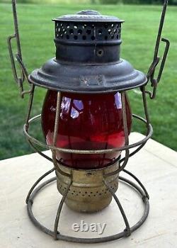 Antique Adams & Westlake Adlake Reliable PRR Railroad Lantern Red Globe Railroad