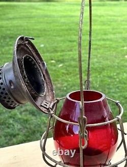 Antique Adams & Westlake Adlake Reliable PRR Railroad Lantern Red Globe Railroad