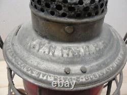 Antique Adlake Nynhh Rr New York New Haven Hartford Railroad Lantern Red Globe