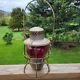 Antique C & O Railroad Lantern With Red Globe, Euc