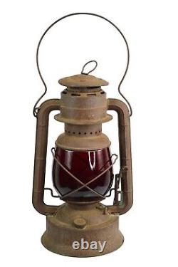 Antique Dietz No. 2 D Lite Kerosene Railroad Lantern Red Globe 13 Tall