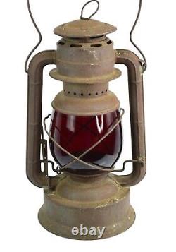 Antique Dietz No. 2 D Lite Kerosene Railroad Lantern Red Globe 13 Tall