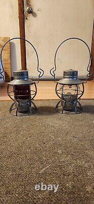 Antique Dressel Pennsylvania Railroad Lantern Clear Globe And Red Globe