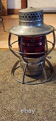 Antique Dressel Pennsylvania Railroad Lantern Clear Globe And Red Globe