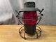 Antique Handlan St Louis Usa Red Glass Railroad Lantern Vintage