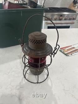 Antique Railroad Lantern. Southern Pacific Lines. Adam's Westlake Red Globe