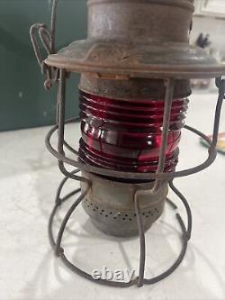 Antique Railroad Lantern. Southern Pacific Lines. Adam's Westlake Red Globe