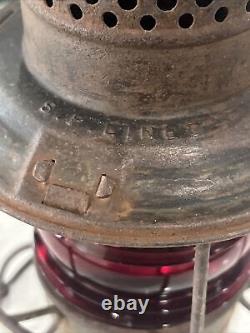 Antique Railroad Lantern. Southern Pacific Lines. Adam's Westlake Red Globe