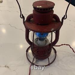 Antique Red DIETZ VESTA New York Railroad Lantern Converted To Electric -Works