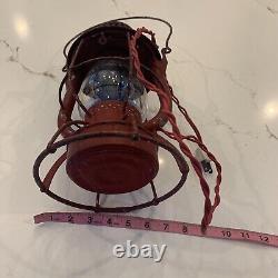 Antique Red DIETZ VESTA New York Railroad Lantern Converted To Electric -Works