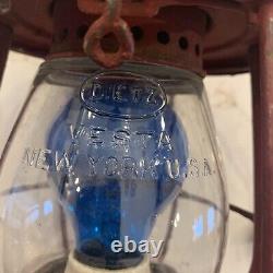 Antique Red DIETZ VESTA New York Railroad Lantern Converted To Electric -Works