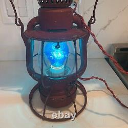 Antique Red DIETZ VESTA New York Railroad Lantern Converted To Electric -Works