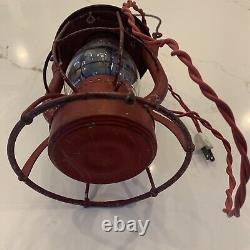 Antique Red DIETZ VESTA New York Railroad Lantern Converted To Electric -Works