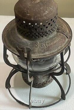 Antique Southern RY Railroad Lantern Cracked Globe New York 1925 Armspear Manf