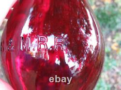 B&m Boston & Maine Railroad Lantern Globe Red Cast Rectangular Panel Nice Cond