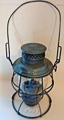 Burlington Route Railroad Lantern with Tall Clear Embossed Globe