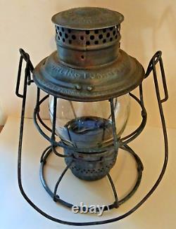 Burlington Route Railroad Lantern with Tall Clear Embossed Globe