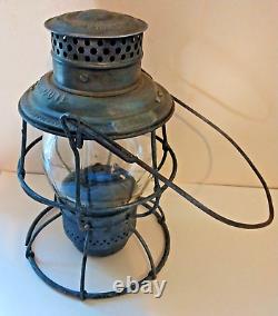 Burlington Route Railroad Lantern with Tall Clear Embossed Globe