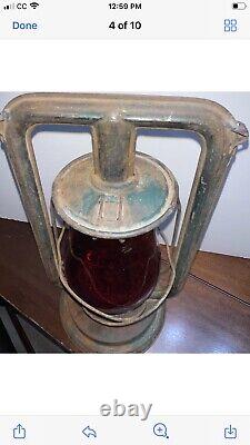 Dietz Hy Lo Railroad Lantern Red Glass Fitzall Glob 13 1/2 X 7 Oil New York