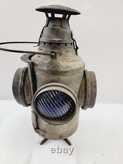 Dressel Arlington Lantern #30 Amber & Blue Lenses NJ USA Railroad Complete