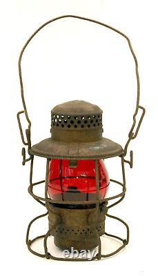 Etched B. R. & P Ry Red Globe B & 0 Railroad Lantern Buffalo Rochester Pittsburgh