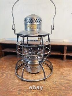 FO Dewey CO Armspear Kerosene Railroad Lantern MACBETH barrel Globe, Super Clean