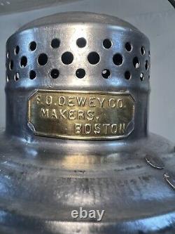 FO Dewey CO Armspear Kerosene Railroad Lantern MACBETH barrel Globe, Super Clean