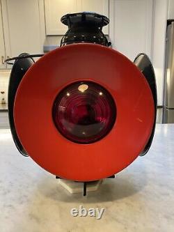 Large Antique Handlan St. Louis 4-Way Railroad Switch Lantern Kopp Lenses 16