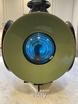 Large Antique Handlan St. Louis 4-Way Railroad Switch Lantern Kopp Lenses 16