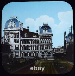 NEW YORK RAILWAY STATION NY USA C1893 ANTIQUE TINTED Magic Lantern Slide PHOTO