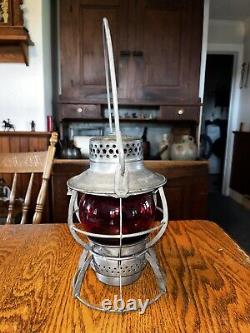 Nice! Vtg. Reading Co. Trans. Dept. Railroad Lantern With Red Globe Dressel