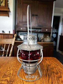 Nice! Vtg. Reading Co. Trans. Dept. Railroad Lantern With Red Globe Dressel