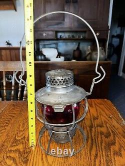 Nice! Vtg. Reading Co. Trans. Dept. Railroad Lantern With Red Globe Dressel