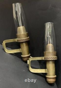 PAIR ANTIQUE NYCRR RAILROAD LAMPS/LANTERNS-ADAMS & WESTLAKE BRASS with GLOBES