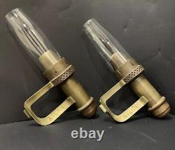 PAIR ANTIQUE NYCRR RAILROAD LAMPS/LANTERNS-ADAMS & WESTLAKE BRASS with GLOBES