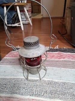 Prr Railroad Lantern with Original Red Globe