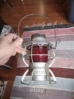 Prr Railroad Lantern with Original Red Globe