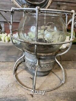 Railroad Lantern Chicago & North Western Adlake Kero CNRY Clear Embossed Globe