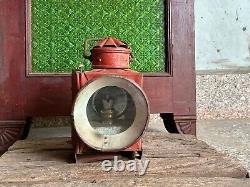 Rare Old Vintage Hand Painter Red Railway Kerosene Lantern Lamp, Collectible