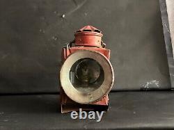 Rare Old Vintage Hand Painter Red Railway Kerosene Lantern Lamp, Collectible