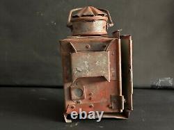 Rare Old Vintage Hand Painter Red Railway Kerosene Lantern Lamp, Collectible