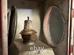 Rare Old Vintage Hand Painter Red Railway Kerosene Lantern Lamp, Collectible