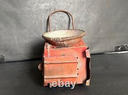 Rare Old Vintage Hand Painter Red Railway Kerosene Lantern Lamp, Collectible